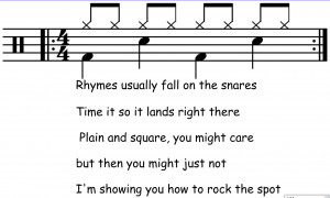 The end rhymes all come on the final snare. Here you see that I rhymed ...