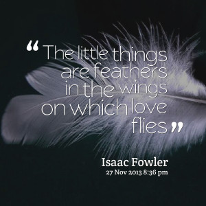 Quotes Picture: the little things are feathers in the wings on which ...