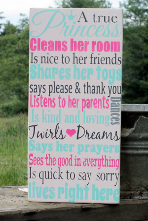 True Princess, Hand Painted Sign, Little Girls, Pink, Girls Room ...