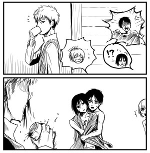 ... AOT attack on titan eren jaeger EreMika armin alert jean krischtein