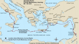 Large Map of Apostle Paul's Fourth Missionary Journey