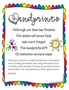End of Year Kindergarten Poems | End of the Year Poem Goodbye Letter ...