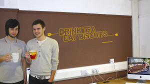 Two members of the Drink Tea Eat Biscuits team.