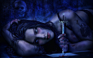 dark horror gothic fantasy women vampire mood weapons knife wallpaper ...