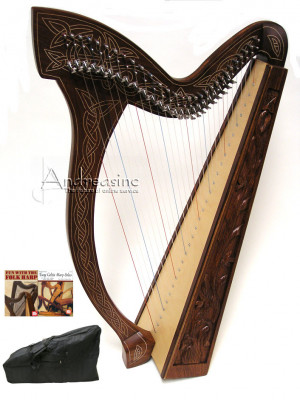 ... STRINGS MINSTREL IRISH CELTIC HARP FULL LEVERS w/ CASE, BOOKS & EXTRAS