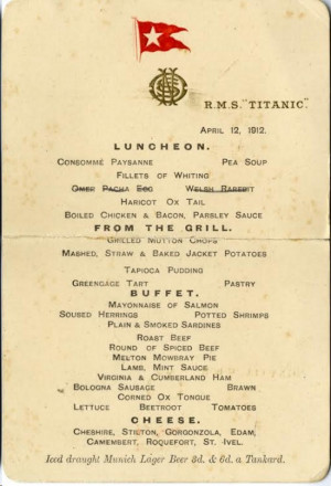 Titanic First Class Menu