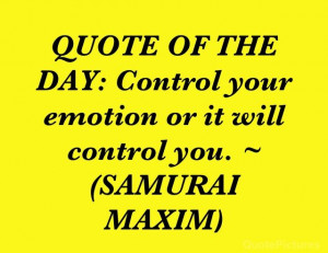 ... DAY: Control your emotion or it will control you. ~ (SAMURAI MAXIM