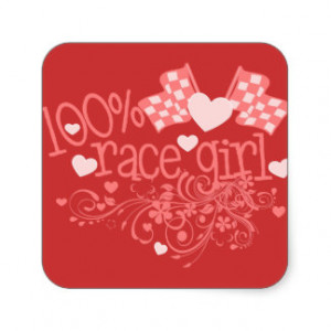 100% Race Girl Square Sticker