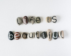 Life is Beautiful, 15 Magnets Letters, Custom Quote, Beach Pebbles ...