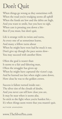 Never Give Up - I've included this poem in cards (encouragement ...