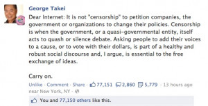 quote from George Takei that reads, 