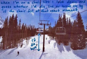 haha I totally do this: Chairs Lifted, Die Snowboarding, Life, Skiing ...