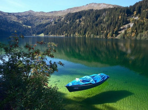 Clear water boat looks like its floating on air