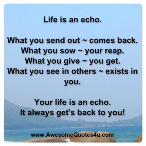Awesome Quotes: Life is an echo.