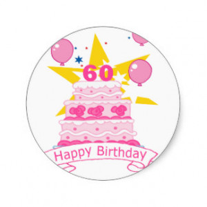 60 Year Old Birthday Cake Stickers