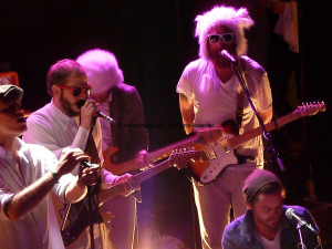 Justin Vernon (with the red glasses)