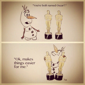 Frozen Oscar win makes Olaf happy :)