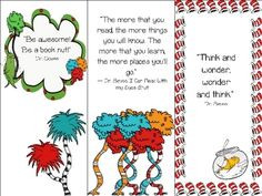 Reading Quotes For Kids Bookmarks Free seuss inspired bookmarks.