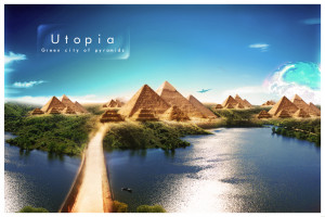 utopia, green city of pyramids by AlexanderFriedl