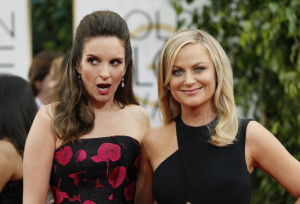 Golden Globes hosts Tina Fey and Amy Poehler pose at the 71st annual ...