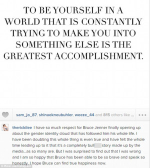 ... media, writing on Instagram: 'I have so much respect for Bruce Jenner