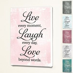 ... -Laugh-Love-Wall-Quote-Sign-Saying-Box-Canvas-Fabric-Print-6-Colours