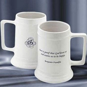 ... with Benjamin Franklin beer drinking quote and single monogram