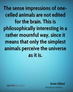 Annie Dillard - The sense impressions of one-celled animals are not ...