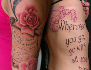 Flowers and Quotes tattoo by Les Davidson by Sevantal