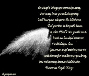 On Angels Wings You Were Taken Away, In loving memory cards ...