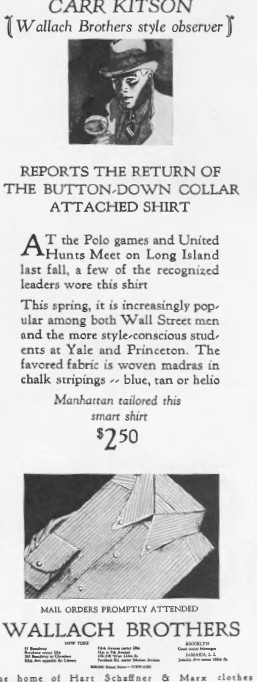 This 1929 ad for Wallach Brothers also mentions the connection between ...