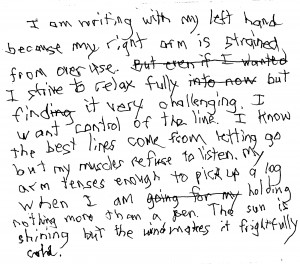 Left Handed Journal, Day 1