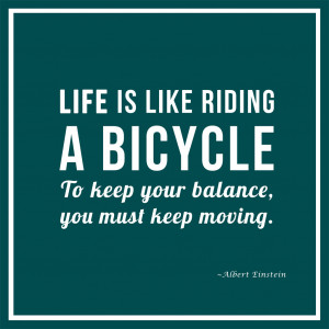 Life is like riding a bicycle: you don't fall off unless you stop ...