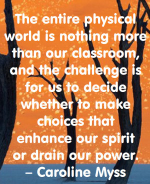 ... choices that enhance our spirit or drain our power. — Caroline Myss