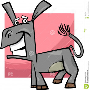 Cartoon Illustration of Funny Donkey Farm Animal.