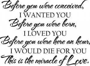 ... would die for you This is the miracle of Love wall art vinyl sayings