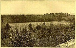 Walden Pond. The small inlet across the pond and to the right is now ...
