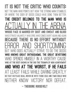 Man in the Arena Theodore Roosevelt Quotes