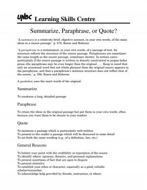 Summarize Paraphrase or Quote by MikeJenny