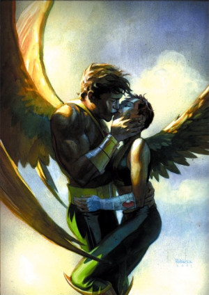 Hawkman and Hawkgirl Kiss