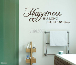 WALL ART QUOTE Sticker happiness long shower bathroom P453