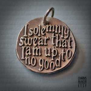 Harry Potter swear... Gold Inspirational Words in Solid Silver Pendant ...