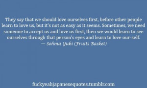 From the anime Fruits Basket quote by Sohma Yuki