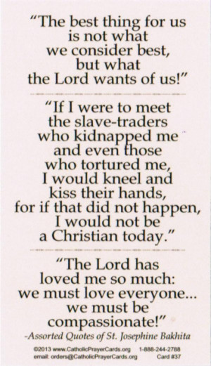 ST JOSEPHINE BAKHITA PRAYER CARD