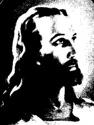 jesus face black and white
