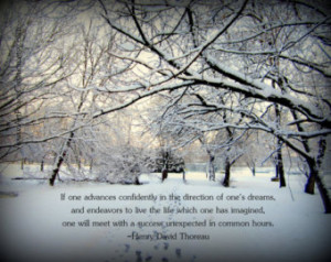 ... path - winter woods - Thoreau quote - original nature photography