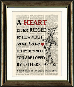 Wizard of Oz Tin Man Heart Quote - vintage book page print image on a ...