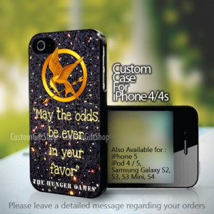 Hunger Game Quotes Sparkly Glitter Design For iPhone 4/4s Case