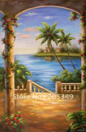 palm tree paintings beach art coconut oil painting blue canvas