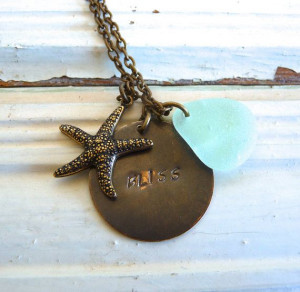Rustic Brass Bliss Quote Beach Themed Necklace by MimosaMornings, $22 ...